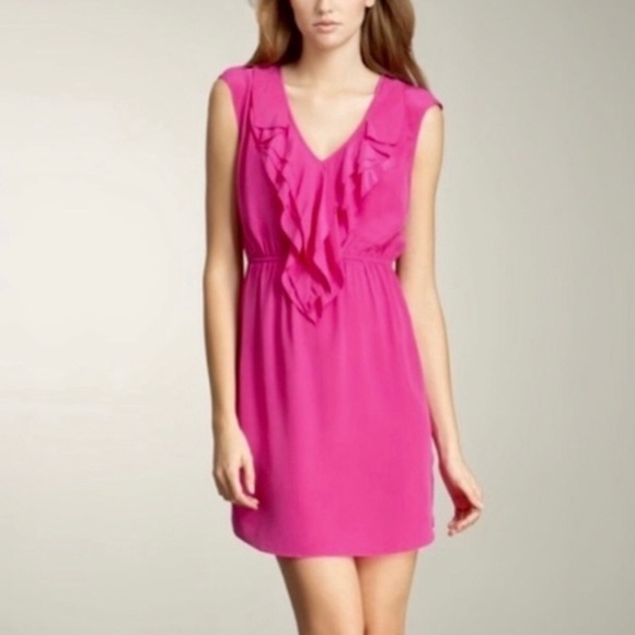 Rebecca Taylor Sleeveless Ruffle 100% Silk Dress Pink - Picture 5 of 6